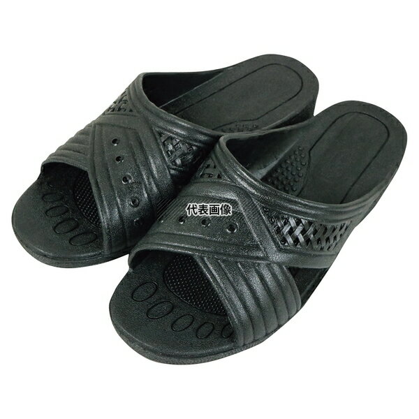 紳士シャワーサンダル 前アキ ブラック T-FTG-1 L L:約260 ユニフォーム No.1281880