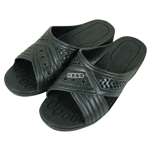 紳士シャワーサンダル 前アキ ブラック T-FTG-1 LL LL:約270 ユニフォーム No.1281890