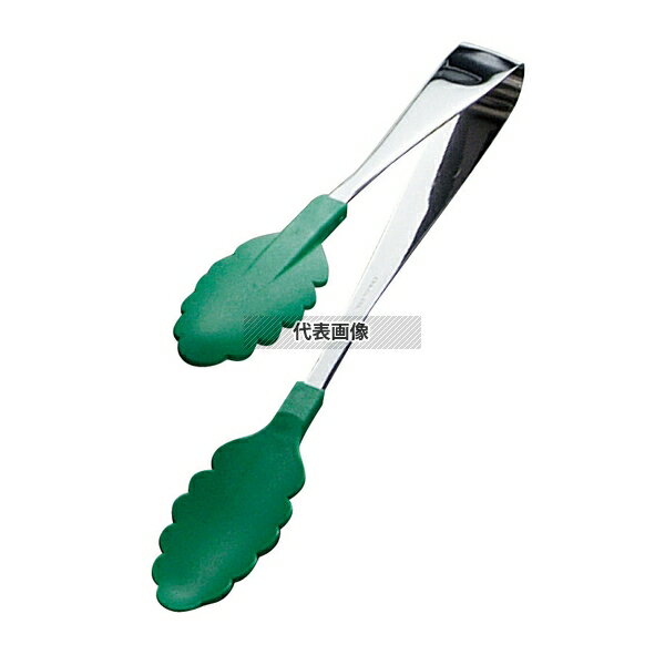 田辺金具 抗菌耐熱カラートング 中 グリーン 25cm 全長:250 トング No.3430100