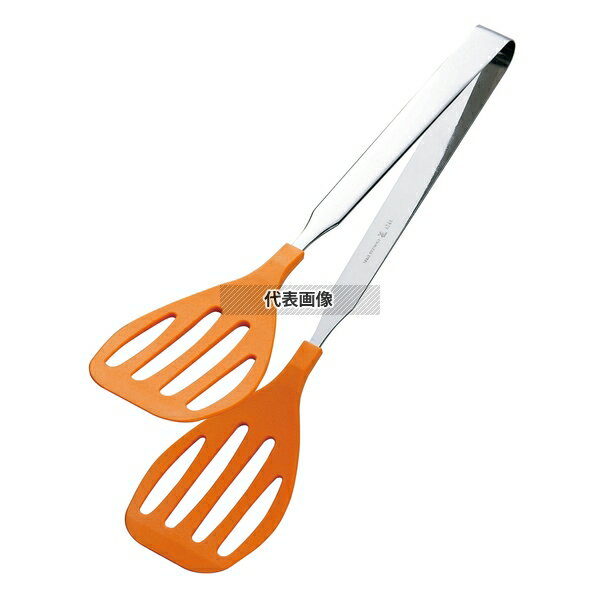 田辺金具 抗菌耐熱カラートング グリル 大 オレンジ 32cm 全長:320 トング No.3431590