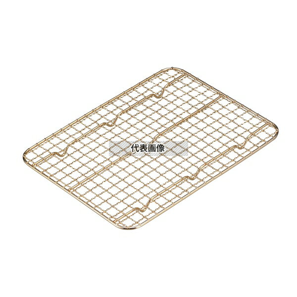 ステンレス 角バットアミ クリンプ目 (金メッキ付) 21枚取 210×165×H15 アミ No.3670900