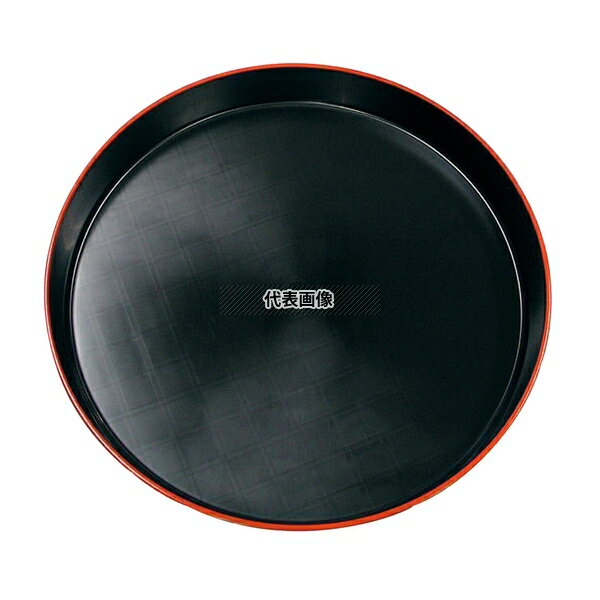 ニシキ 市松 プラ容器 黒赤フチ 40 (10枚入) 本体 φ400×H48 厨房消耗品 No.8173700