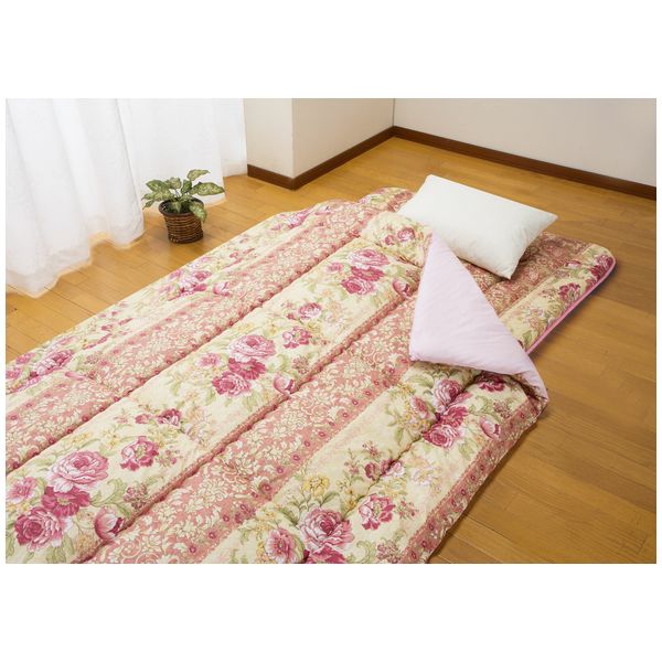 ファミリー・ライフ フランス産 羊毛混掛敷布団セット ダブル ピンク[a3379210] 掛布団 天然ウール 敷..