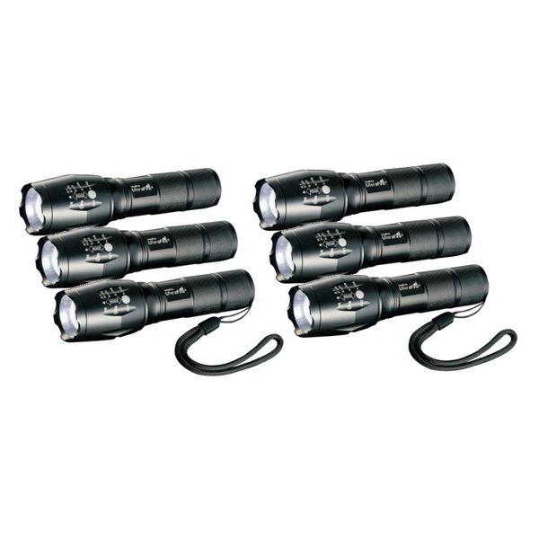 ファミリー・ライフ LEDズームライト 6本組[a26895] ファミラ 集光 拡散 ブラック 電池式 懐中電灯 アウトドア 災害 防災 【在庫有り】