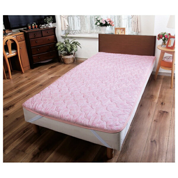 中綿入りふっくら防水敷パッド ダブル ピンク [a3438410] | 敷きパッド 中わた入り 防水加工 四隅ゴム..
