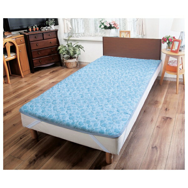 中綿入りふっくら防水敷パッド ダブル ブルー [a3438420] | 敷きパッド 中わた入り 防水加工 四隅ゴム..