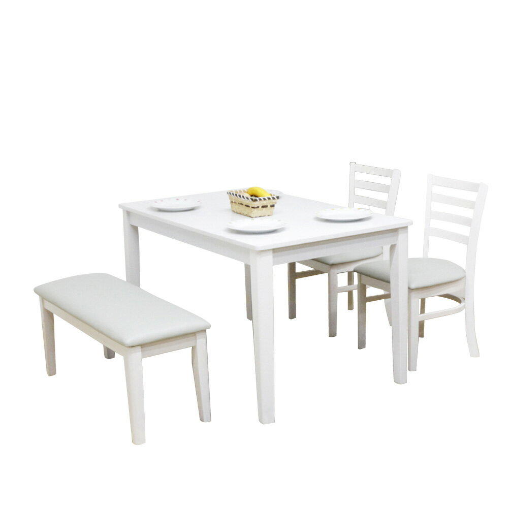 後藤家具物産 ダイニング4点セット DC-ERN-4-WH 北欧 4点セット テーブル イス ベンチ 幅120cm ホワイト | ホワイト 幅120cm イス テーブル ベンチ