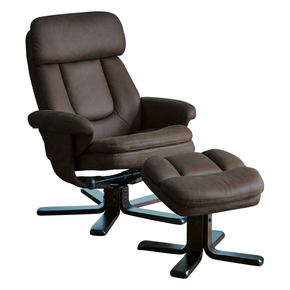 後藤家具物産 パーソナルチェアー PC-MBL-DBR ダークブラウン PC ファブリックレザー オットマン付き | 幅78 強い素材 合皮 シンプル