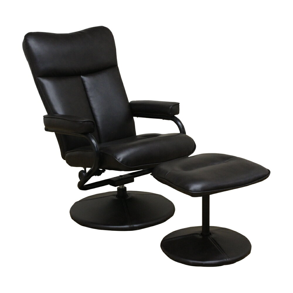 後藤家具物産 パーソナルチェアー PC-LGN-BK ブラック PC PU生地 オットマン付き | ブラック PVCレザー..