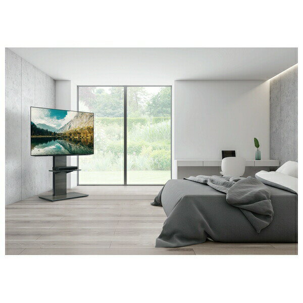 ハヤミ工産(TIMEZ) KF-955 【～55V型】 自立TVスタンド テレビスタンド グレー木目 低床キャスター付き ハイタイプ [時間指定不可]