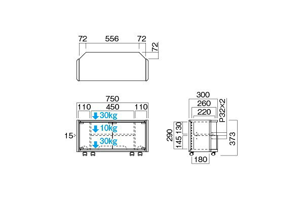 ファーストFACTORYのハヤミ工産(TIMEZ) テレビ台 TV-GA750 26～32V型対応 750mm幅 ブラック光沢 キャスター付 [時間指定不可]｜アングル2