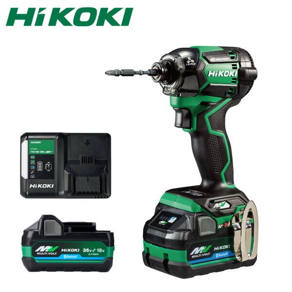 HIKOKI(日立工機)36Vコードレスインパクトドライバ WH36DC(2XPSZ)カラー：アグレッシブグリーン(L)バッテリー計2コ付＋力こぶビット標準付属 57804145