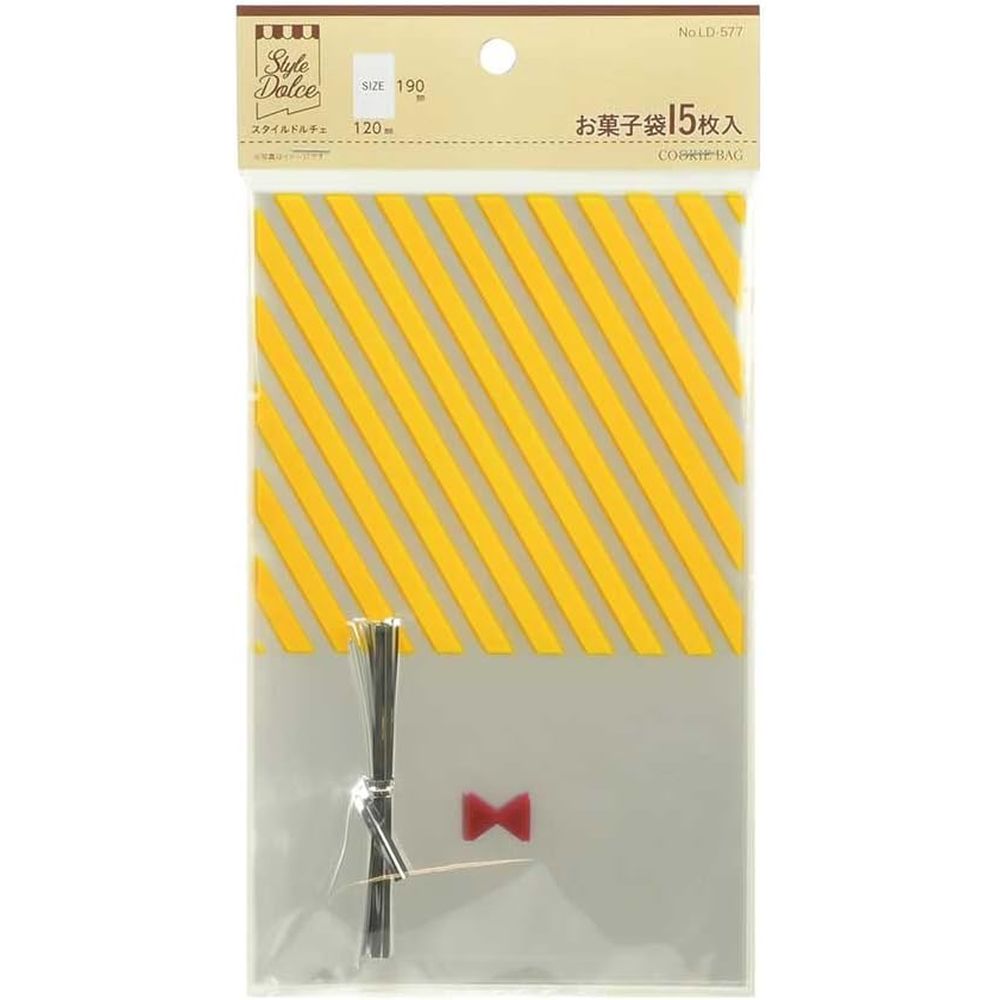 LD-577 お菓子袋 ラッピング 15枚入り 製菓用品 LD-577 Style Dolce | 製菓用品 お菓子 焼き菓子 クッキー ラッピング プレゼント バレンタイン ホワイトデー かわいい ラッピングタイ付き