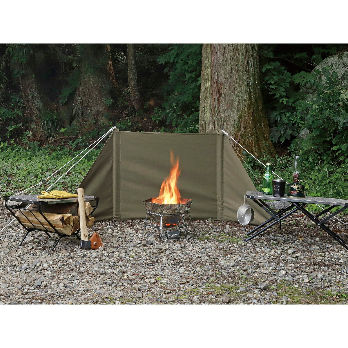 【2個セット】キャプテンスタッグ(CAPTAIN STAG) FIRE PROOF 焚火ウインドスクリーン 170 (オリーブ) | オリーブ 陣幕 風防 焚火陣幕 難燃生地 アウトドア キャンプ 風よけ 焚き火 焚火 釣り具 ブラック 焚き火台 first34-24165019 ファーストFACTORY サンプル画像2