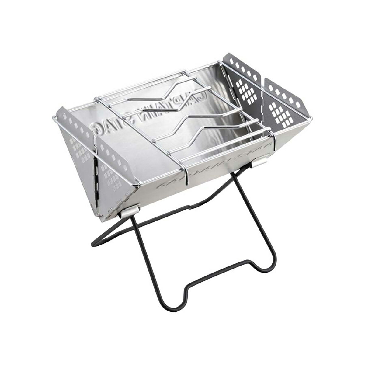 キャプテンスタッグ(CAPTAIN STAG) V型 スマートグリル ミニ | ミニ V型 グリル 焚火台 ステンレス製 ゴトク付き キャンプ アウトドア BB...