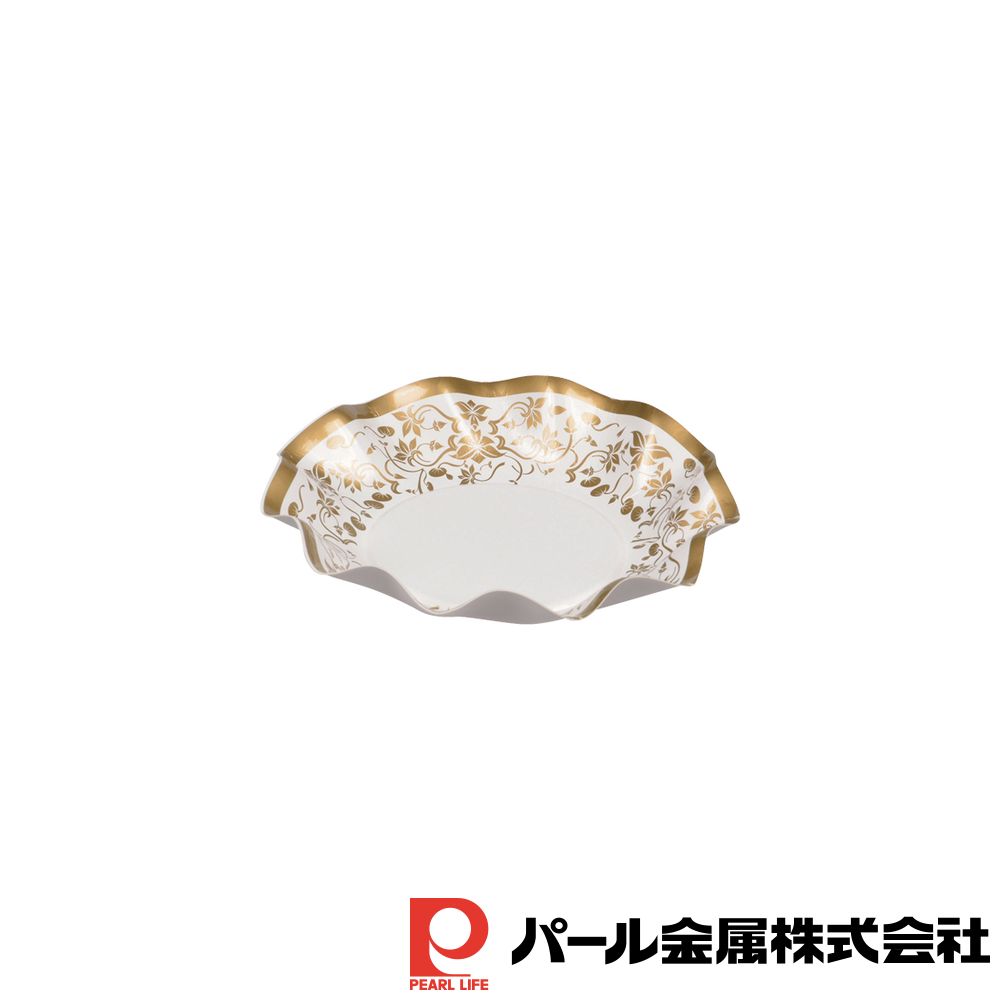 パール金属 リトルリッチ WAVEペーパー浅ボウル17cm 5枚入 | パール金属 リトルリッチ 5枚入 キッチン用品 家庭用 キッチン雑貨 食器 皿 パーティー 誕生日会 紙皿 プレート 使い捨て モダン 高級感 ゴールド 浅い 取り皿 5枚 1袋