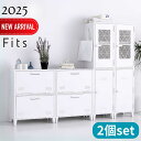 2025新 Fits 3type 2個セット フィッツ ペグキャビネット メッシュ ワイド ホワイト 【在庫有り】| ロッカー型 収納ボックス 収納ケース 扉付...