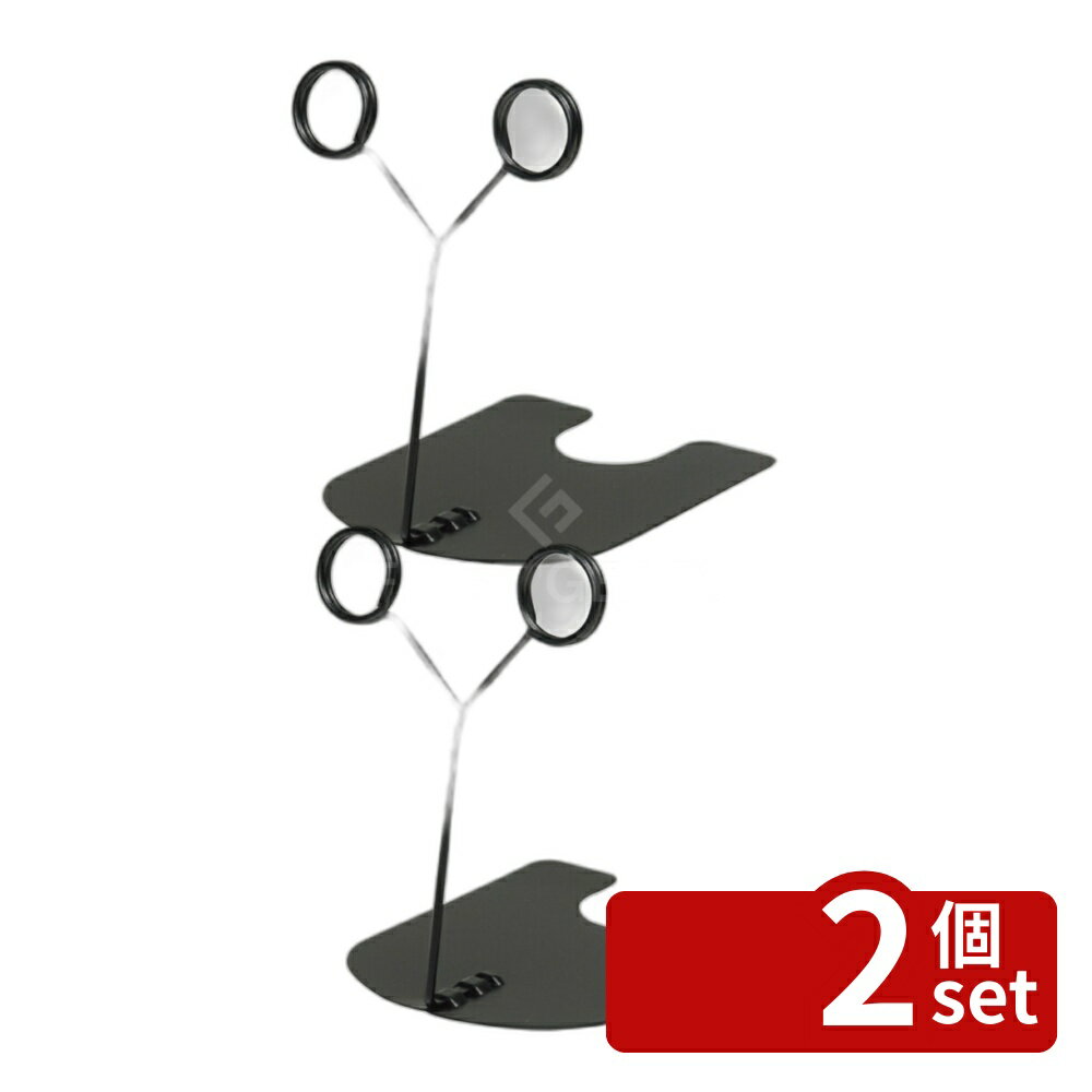 【2個セット】TOMOYA(友屋) ツインリングスタンド TW-10-BK ブラック 59486 70×85×H100 メニュー/卓上サイン No.3868700