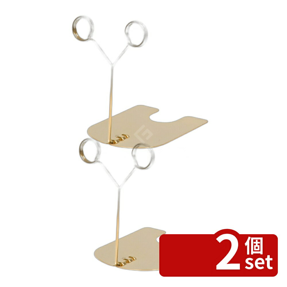 【2個セット】TOMOYA(友屋) ツインリングスタンド TW-10-G ゴールド 59486 70×85×H100 メニュー/卓上サイン No.3868800