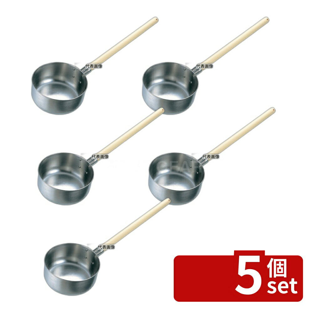 【5個セット】IKD抗菌ステンレス 水杓子 (目盛付) 柄付き 16cm 1.4L 1400cc 柄長:360 杓子 No.7669100