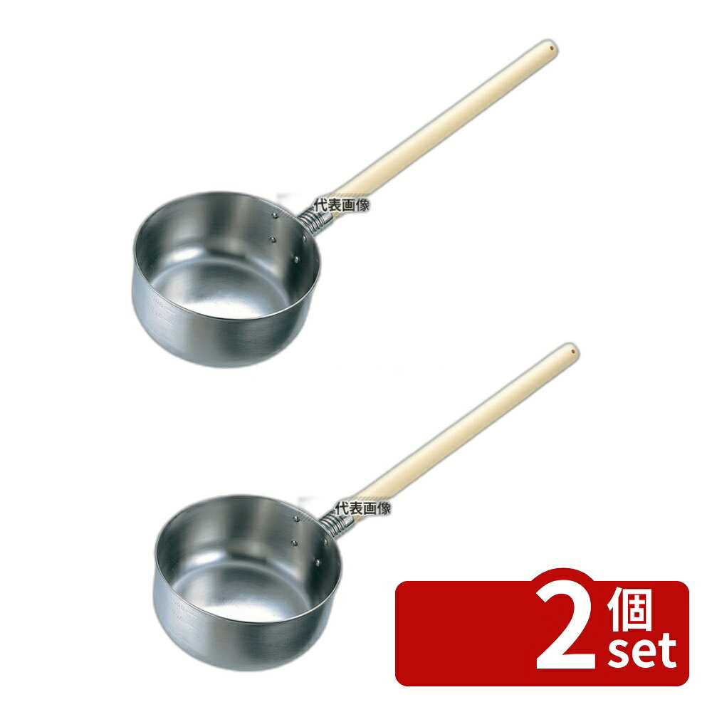 【2個セット】IKD抗菌ステンレス 水杓子 (目盛付) 柄付き 10cm 300cc 300cc 柄長:345 杓子 No.7669400