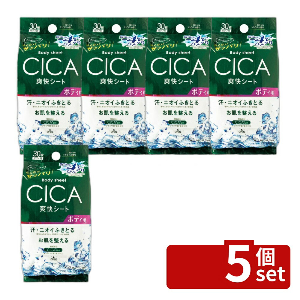 Sheet Type - 【5個セット】Life-do.Plus ボディシートー4℃CICA配合 [単品内容量/30枚] | ボディシート Life-do.Plus ライフドゥプラス 制汗シート 汗ふきシート 爽快シート 体用 ボディ用 メントール配合 シトラスの香り 使い捨てシート
