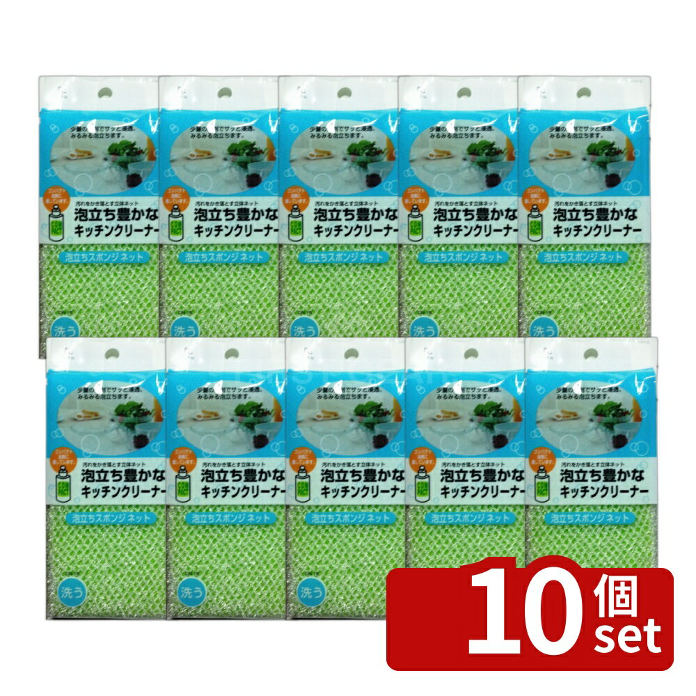 ＼レビュー特典有／【10個セット】アイセン DN15泡立ちネツトスポンジ [単品内容量/1個] | ドルフィン スポンジ 泡立ち キッチン用 ネットスポンジ ウレタン 洗剤 通気性 ジェル洗剤 洗浄 汚れ落とし 立体ネット キッチン掃除 お皿洗い 台所用 スポンジ掃除 泡立ち良好 first34-25198689 ファーストFACTORY パッケージ画像