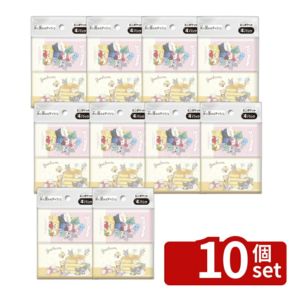 【10個セット】ダイレイ JOCHUM ミニポケットティシュ [単品内容量/4個] | ポケットティッシュ ダイレイ JOCHUM ジェオチャム ミニティッシュ サンリオ キャラクター ティッシュ 4パック 携帯用 ティッシュペーパー 軽量 おしゃれ 文房具 日用品