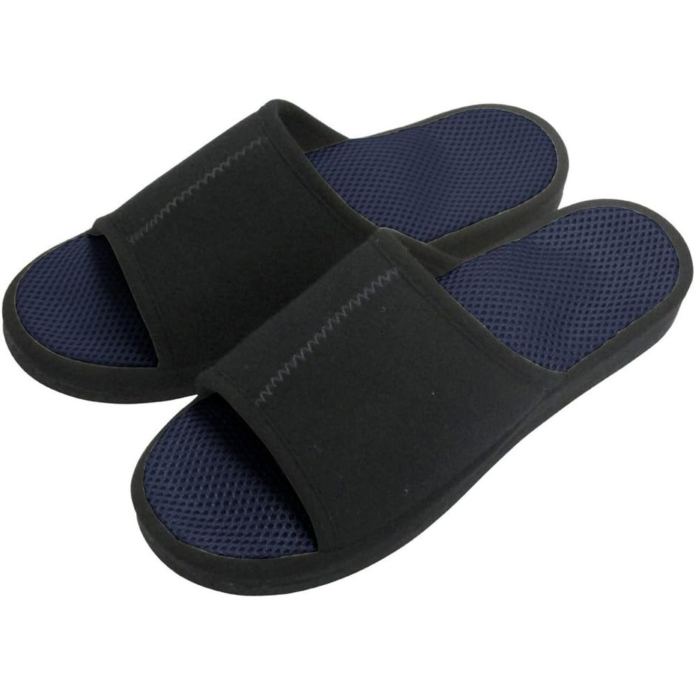 アルファックス メガ押しメンズふみっぱ ネイビー(硬派) | メガ押しメンズふみっぱ スリッパ 健康スリッパ 健康サンダル 足ツボ 足裏 マッサージ 室内 グッズ サンダル ツボ押しスリッパ ルームシューズ 指圧 メッシュ 涼しい 蒸れない ムレない 健康 黒