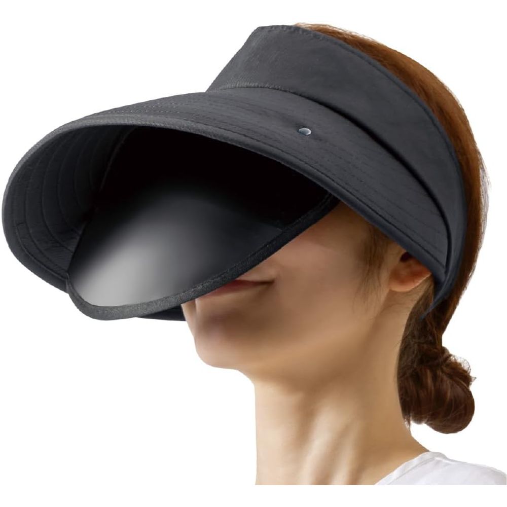 アルファックス UVプロテクトグラスバイザーシャイン444107 | UVプロテクトグラス バイザー サンバイザー UVカット 紫外線対策 日焼け防止 アウトドア グラス付き フェイスガード 黒 ブラック 自転車 日除け 夏 紫外線カット レディース 暑さ対策 グラス