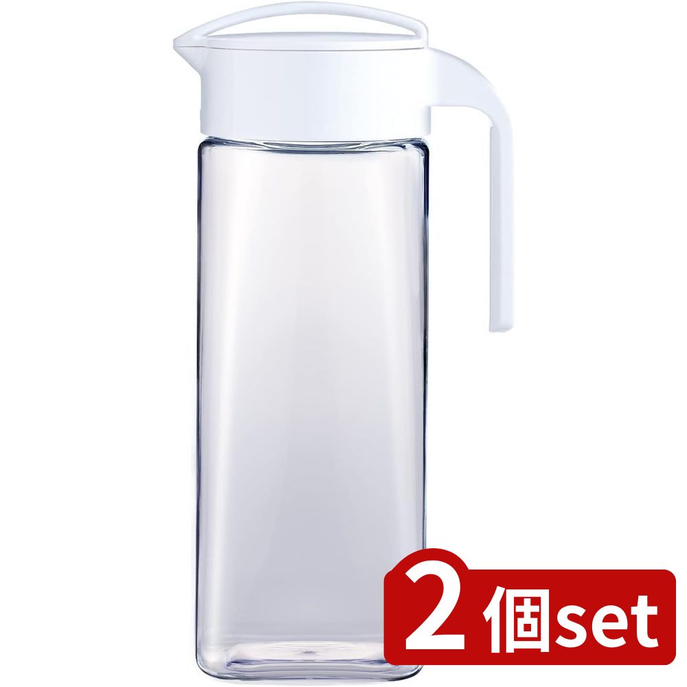 2個set アスベル 冷水筒ドリンク・ビオD-211 2.1L WH 8041 | 冷水筒 ドリンク ビオ 冷水ポット パッキン 完全密封 2.1L ホワイト スクリューロック スリムジャグ 水出し 麦茶ポット 耐熱 ピッチャー 水差し おしゃれ 大容量 家族 台所用品 収納便利