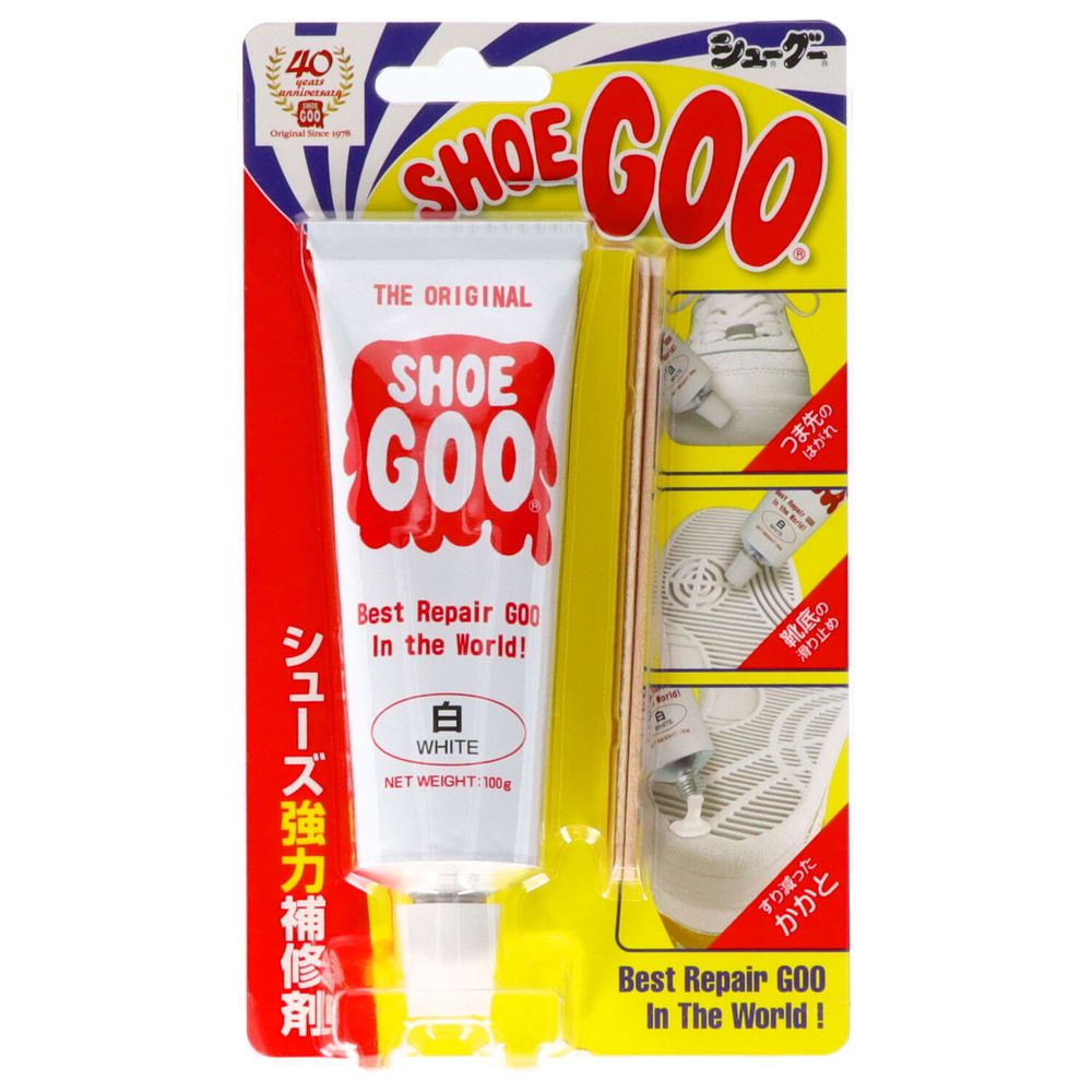 コロンブス シューグー 白 [単品内容量/100g] | シューグー 靴補修 接着剤 靴底補修 DIY補修 エコ接着剤 ゴム補修 補修用品 透明接着剤 透明ゴム アッパー補修 修理剤 フォークリフト補修 シューグー白 シューグー黒