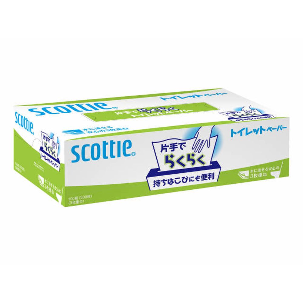 ＼レビュー特典有／日本製紙クレシア スコッティ片手でらくらくトイレット100組 [単品内容量/1個] | スコッティ トイレットペーパー トイレットティッシュ 介護用品 日本製紙クレシア BOXタイプ 厚手 トイレ用品 ペット用 清拭 水に流せる 消耗品