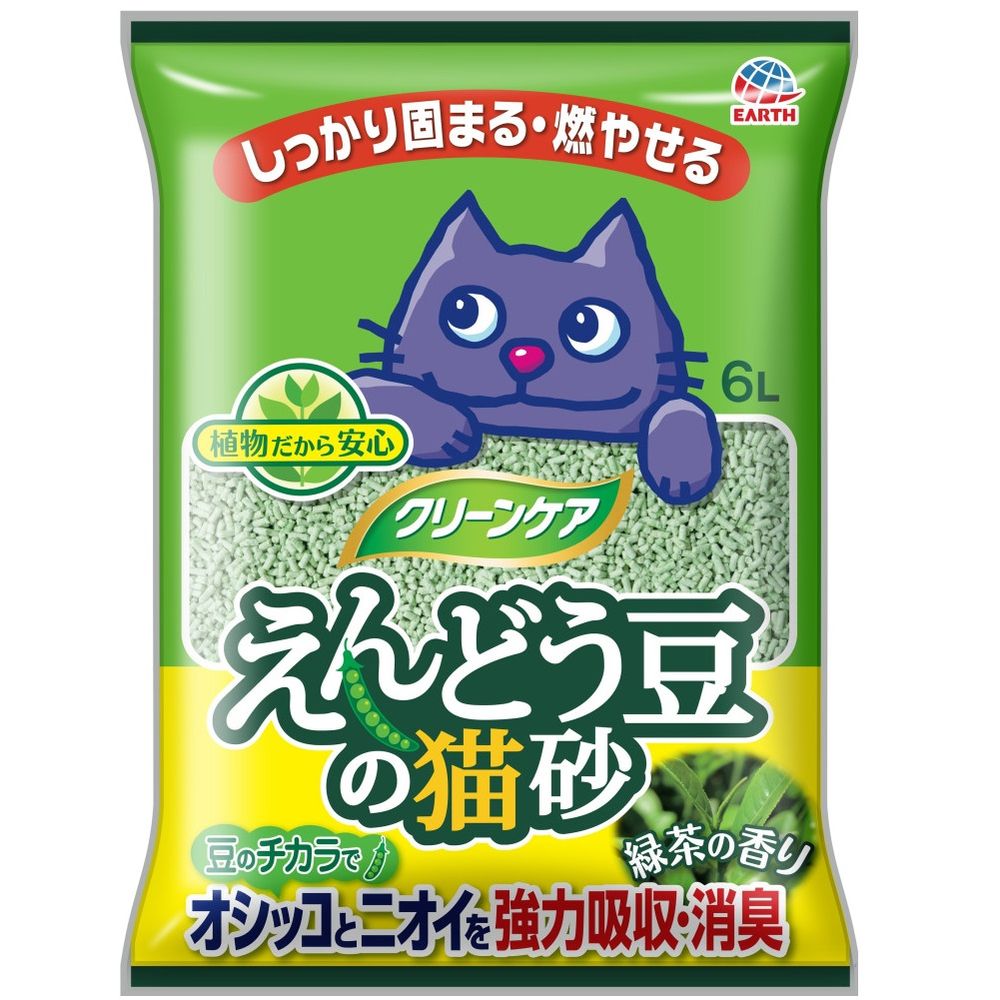 アース・ペット クリーンケア えんどう豆の猫砂 緑茶の香り [単品内容量/6L] | クリーンケア 猫砂 えん..