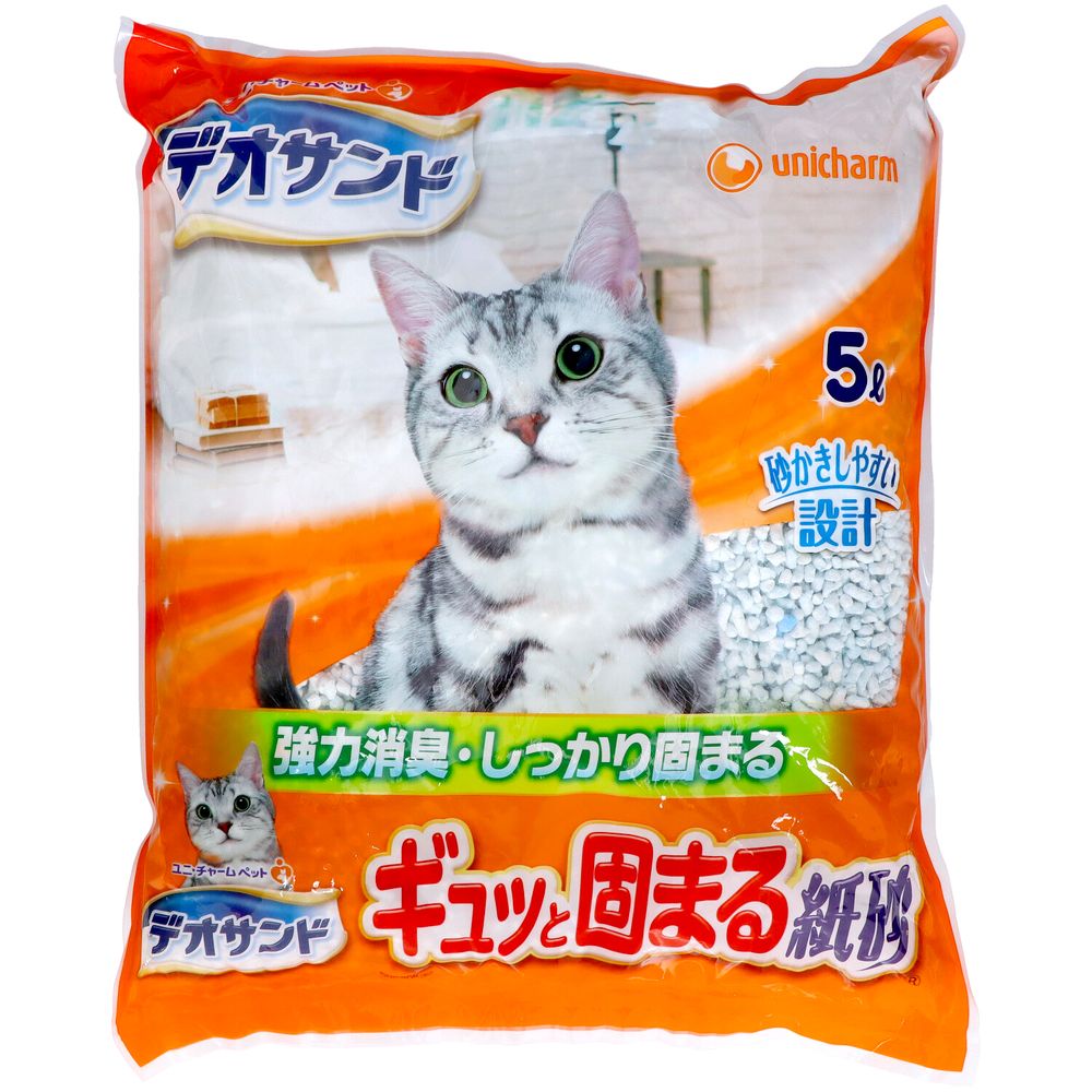 ユニ・チャーム デオサンド紙砂 [単品内容量/5L] | デオサンド ユニチャーム 猫砂 高級紙砂 固まる お..