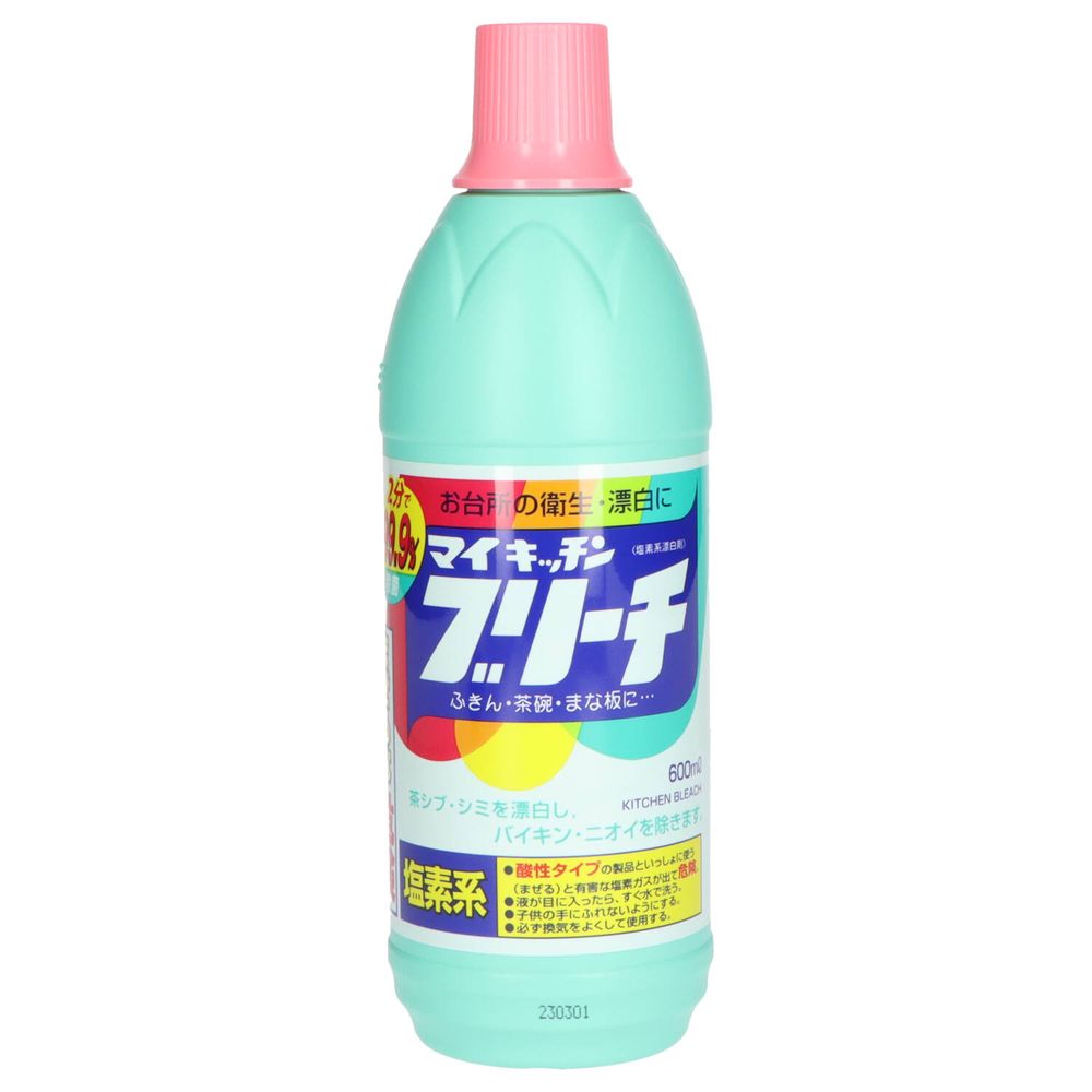 ロケット石鹸 マイキッチンブリーチ [単品内容量/600ml] | ロケット石鹸 マイキッチンブリーチ 台所用洗剤 食器漂白 ふきん漂白 茶しぶ除去 悪臭消し キッチン用品 まな板漂白 ゴミ箱 消臭 洗浄キッチン 日用品 おしぼり漂白