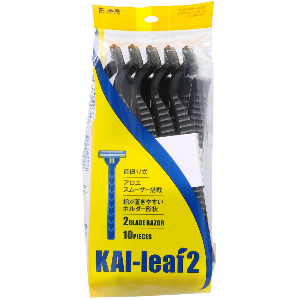 ＼レビュー特典有／貝印 GA0122 KAI leaf2 [単品内容量/10本] | 貝印 カミソリ KAI シェービング スムーザー リーフ模様 ディスポレザー 男性用 ヒゲ 剃刀 ダブルチタニウム コーティング ハンドル ステンレス ABS PP