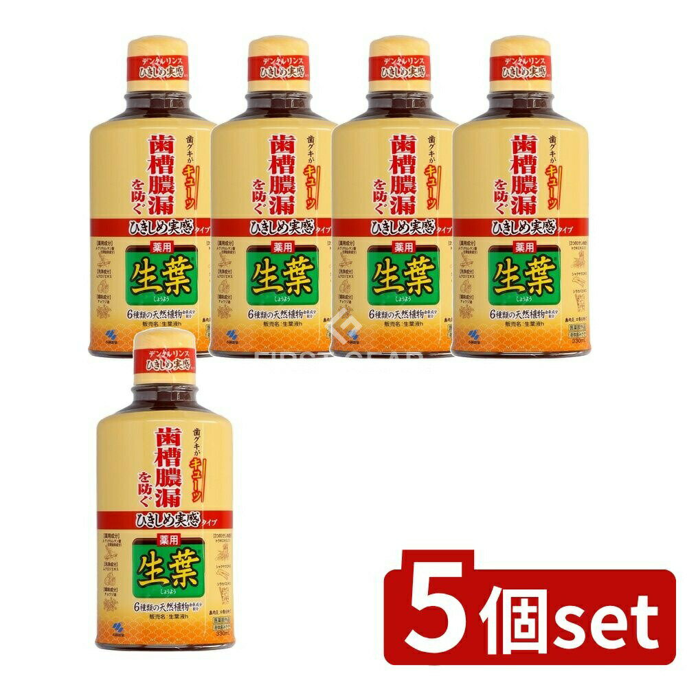 【5個セット】 小林製薬 ひきしめ生葉液 [単品内容量/330ml] | 医薬部外品 液体歯磨き 歯磨きハーブミント 口中浄化 口中爽快 歯磨き用リンス 植物由来 口腔ケア 歯とお口のケア 歯磨き料 防腐剤 無着色 日本製 ジェル状 マウスウォッシュ