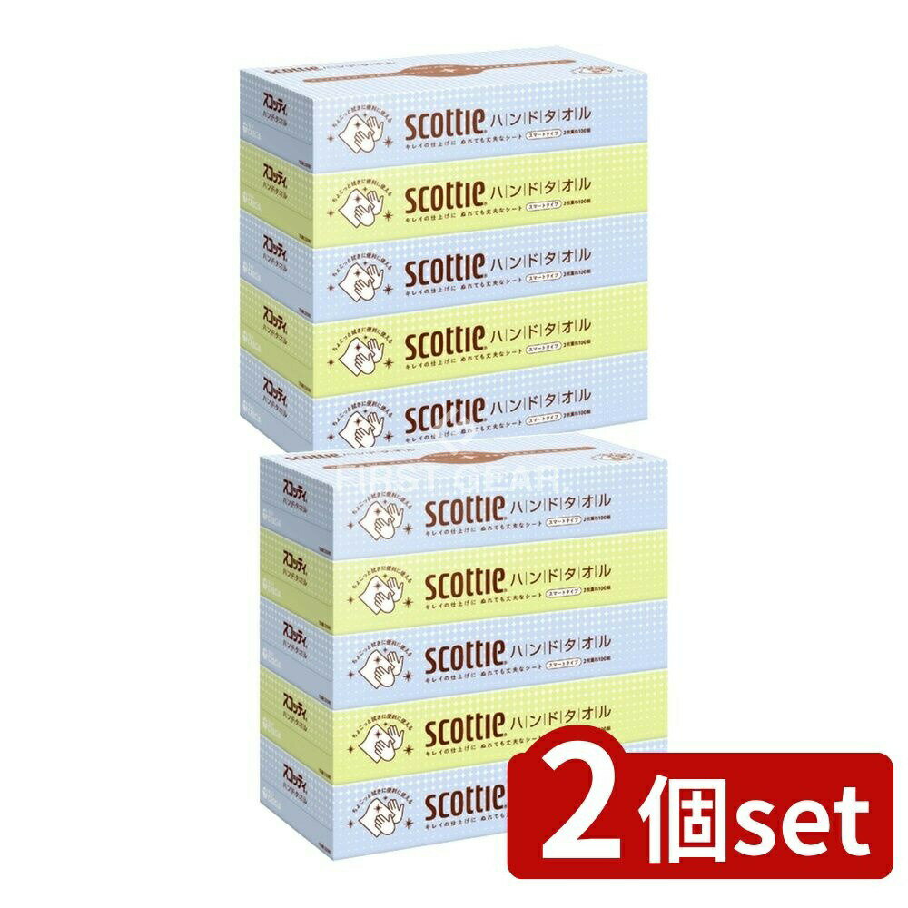 ＼レビュー特典有／【2個セット】 日本製紙クレシア スコッティハンドタオルスマート [単品内容量/5個] | スコッティ ペーパータオル タオル ハンドタオル スマート タイプ プラスチックリサイクル 日本製 日用品 使い捨て 清潔 衛生的 取出しやすい ボックスタイプ