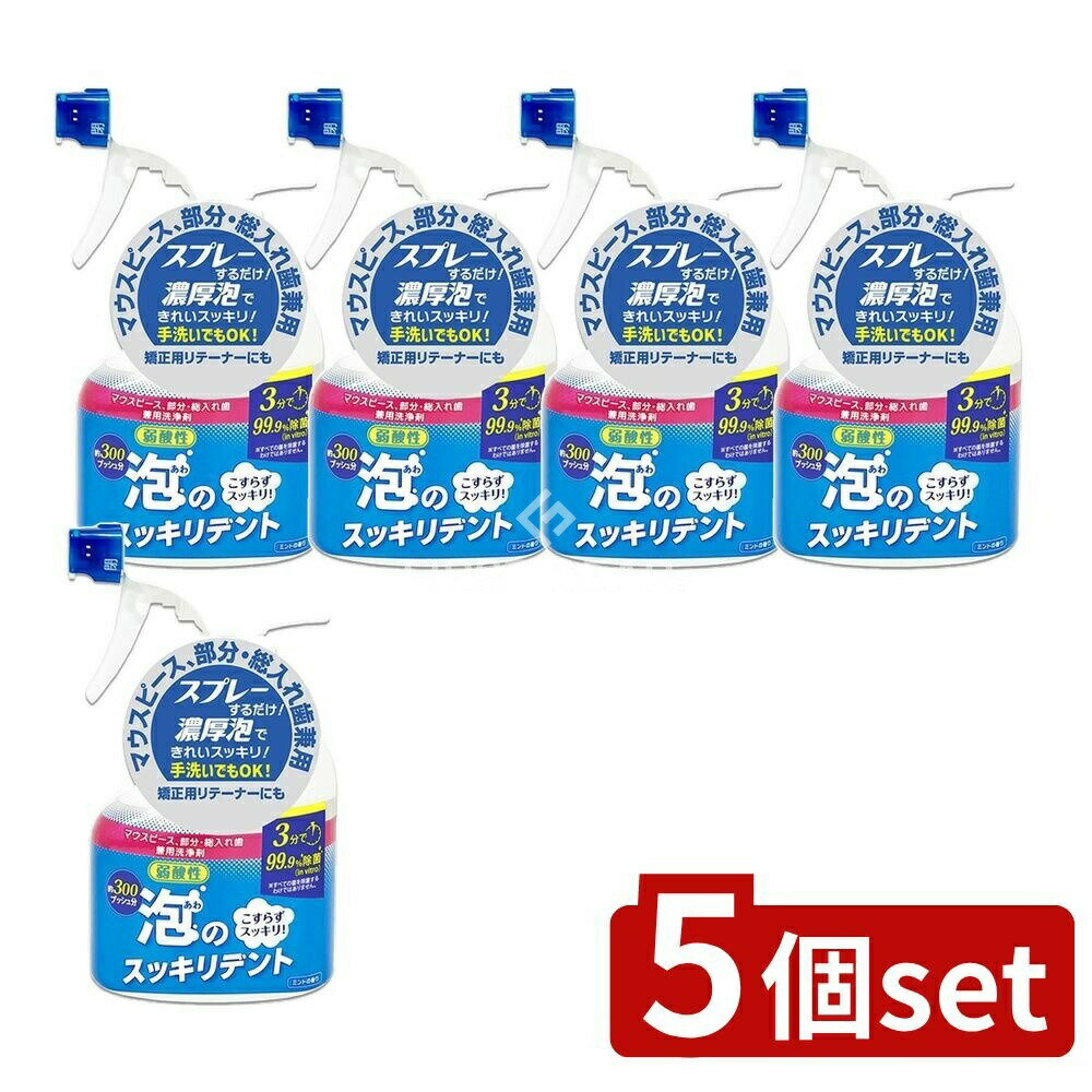 【5個セット】 ライオンケミカル 泡のスッキリデントスプレー本体 [単品内容量/300ml] | 入れ歯洗浄剤 マウスピース洗浄剤 矯正用リテーナー洗浄剤 入れ歯スプレー 泡タイプ 部分入れ歯洗浄剤 総入れ歯洗浄剤 泡のスッキリデントスプレー 日本製