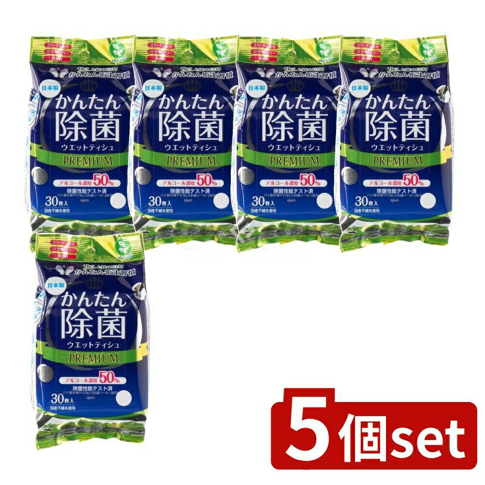 ＼レビュー特典有／【5個セット】 ハヤシ商事 かんたん除菌ウエットプレミアム [単品内容量/30枚] | 除..