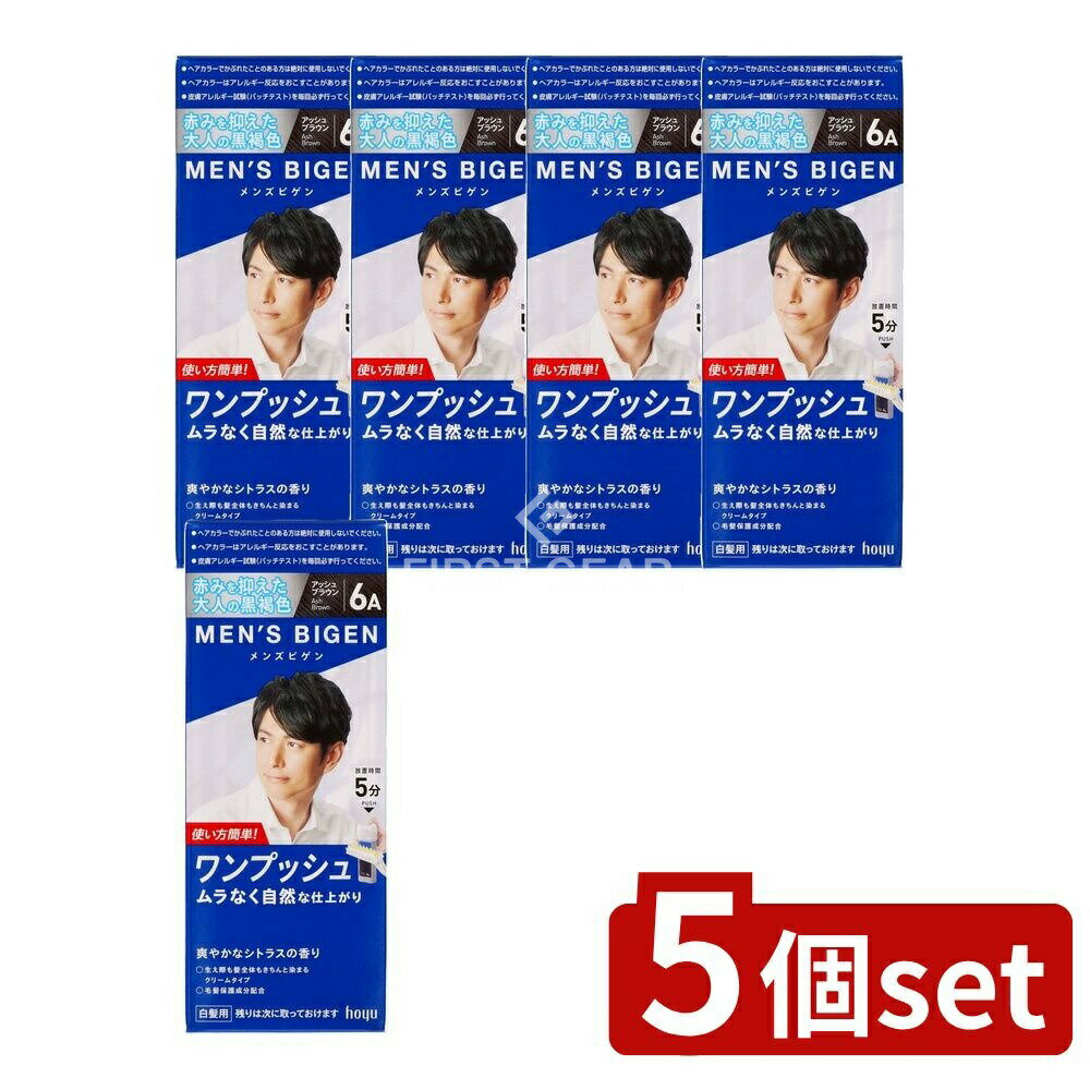 ＼レビュー特典有／【5個セット】 ホーユー メンズビゲン ワンプッシュ 6A アッシュブラウン [単品内容量/1個] | メンズビゲン 白髪染め ワンプッシュ アッシュブラウン ヘアカラー 男性用 簡単ヘアカラー ヘアケア 自然な仕上がり トリートメント成分配合