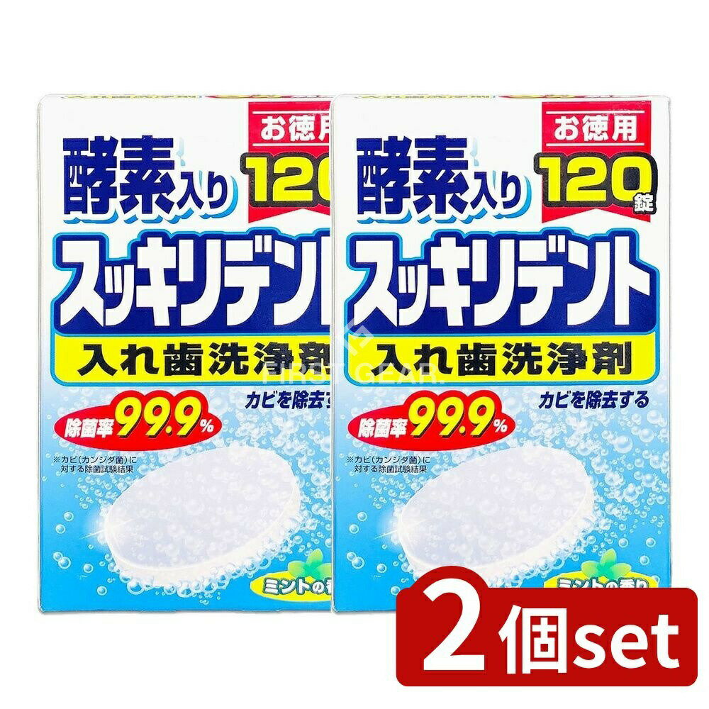 ＼レビュー特典有／【2個セット】 ライオンケミカル スッキリデント部分・総入れ歯兼用入れ歯洗浄剤 [単品内容量/120個] | 入れ歯洗浄剤 酵素 洗浄剤 ミント香り 部分入れ歯 総入れ歯 日本製 入れ歯用品 洗浄錠剤 酵素洗浄剤 入れ歯クリーナー ライオンケミカル