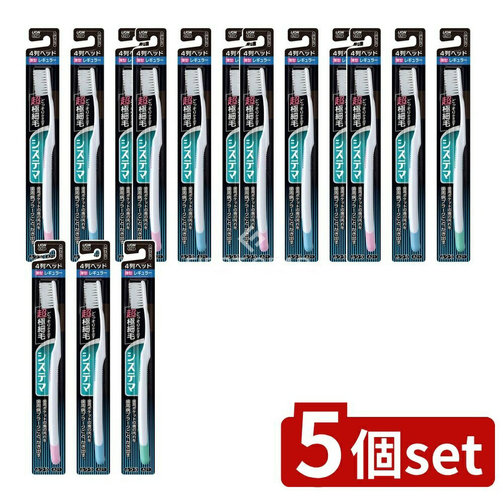 ＼レビュー特典有／【5個セット】 ライオン システマ ハブラシ レギュラー 4列 ふつう [単品内容 ...