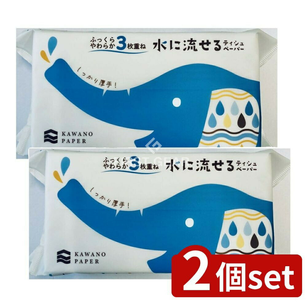 ＼レビュー特典有／【2個セット】 河野製紙 N水に流せる3枚重ねソフトパックティシュ100組 [単品内容量..