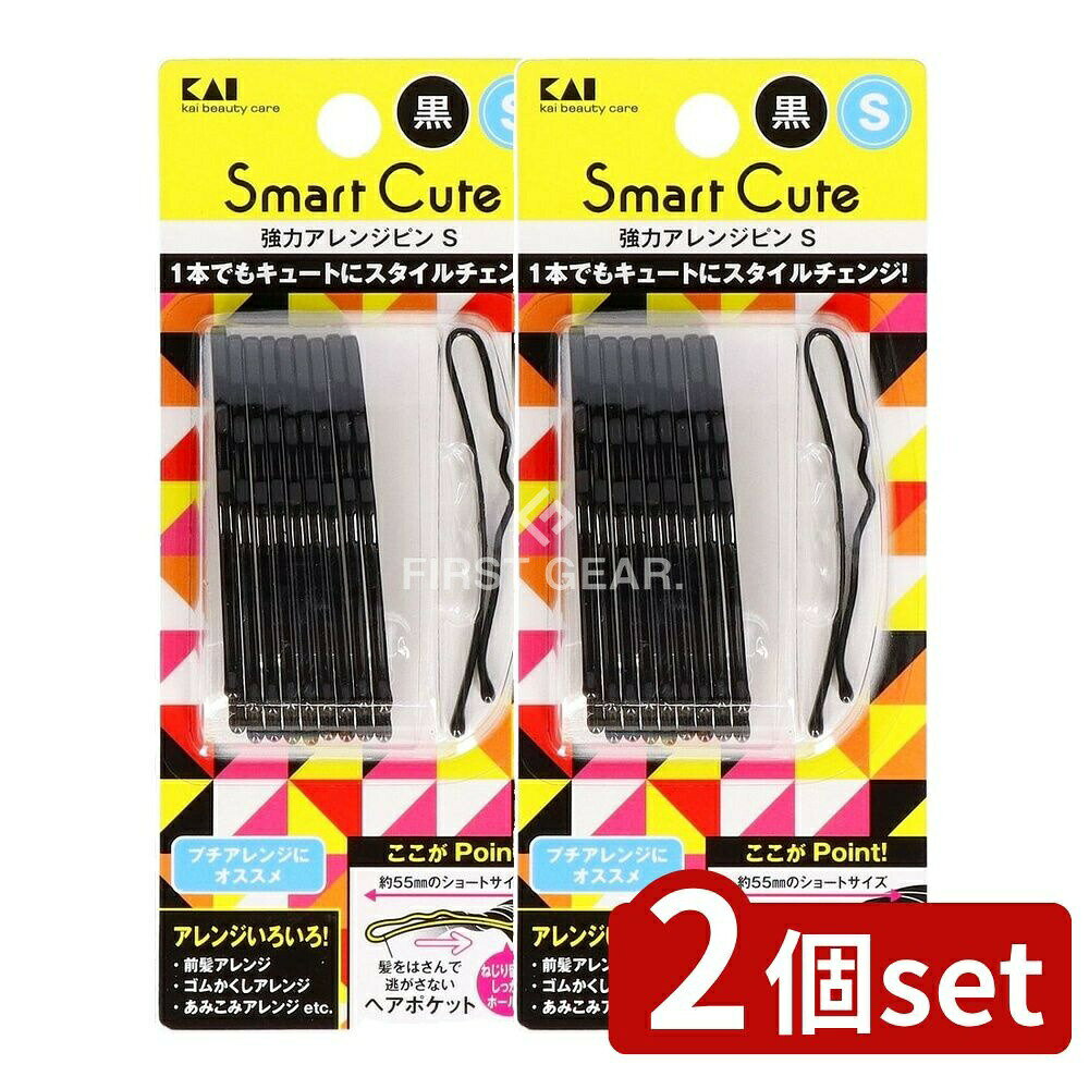 ＼レビュー特典有／【2個セット】 貝印 スマートキュート 強力アレンジピンS(黒) HC3318 [単品内容量/1..