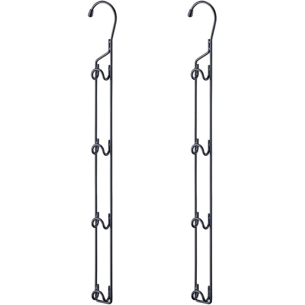 伸晃 省スペースハンガー(2個入り) ブラック | ハンガー 省スペースハンガー ブラック 衣類収納 省スペース クローゼット 吊り下げ収納 収納力アップ 4連タイプ シンプル スリム フック コンパクト 壁掛け収納 キッズ 子供 ワードローブ 洋服収納 便利収納