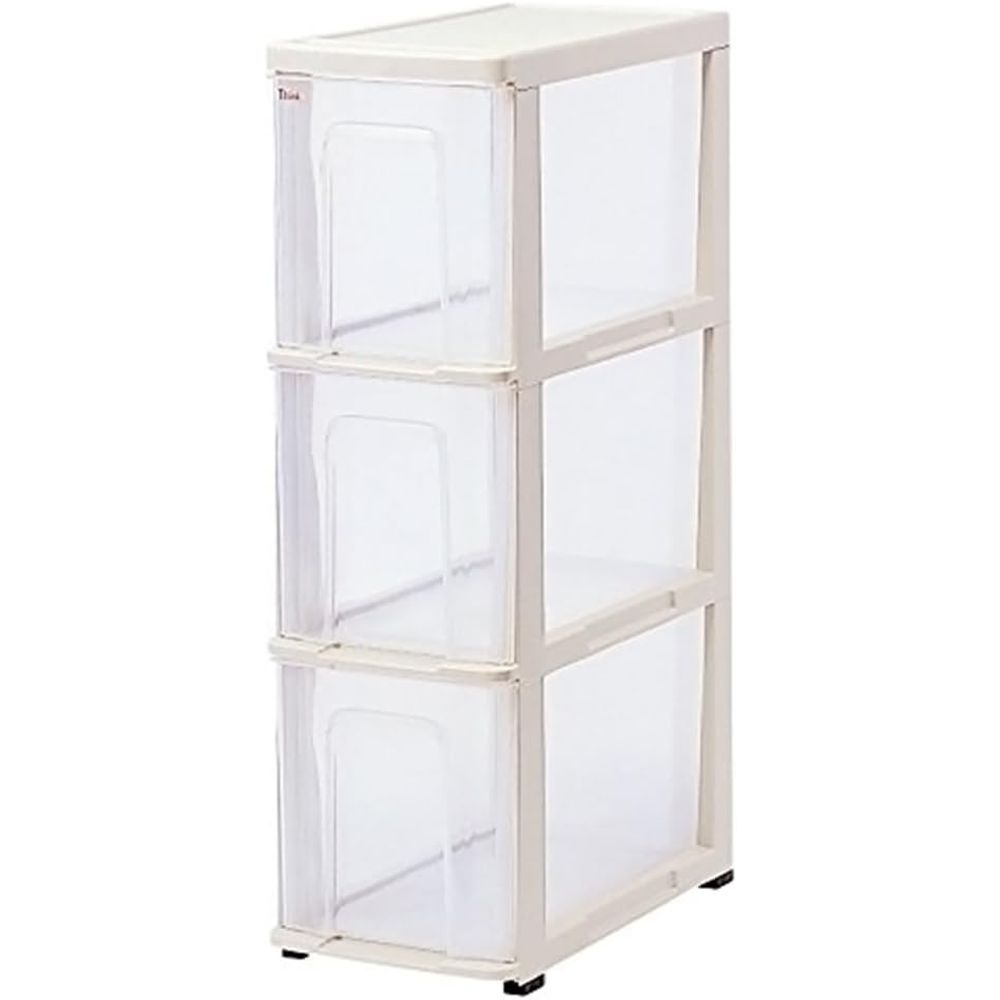 サンコープラスチック シンクスリム3段SBE | 収納ボックス シンクスリム3段 収納ケース プラスチック シンクスリム キッチン収納 押入れ収納 スリム収納 キャスター付き 収納 引出し すき間収納 奥行41 幅22cm ホワイト おもちゃ収納 子供収納 靴下収納