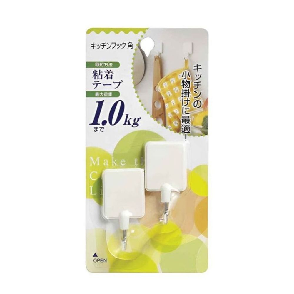 トルネ H-16 キッチンフック 角 | 角 フック トルネ キッチンフック 粘着フック キッチン収納 収納 小物フック 壁掛けフック キッチンアイテム 便利グッズ 耐荷重 フック2個セット キッチンアクセサリー モノトーン フック粘着タイプ キッチン整理