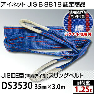 アイネット 両端アイ型スリングベルト DS3530 規格 35mm×3.0m (JIS-3E型) 耐荷重：...